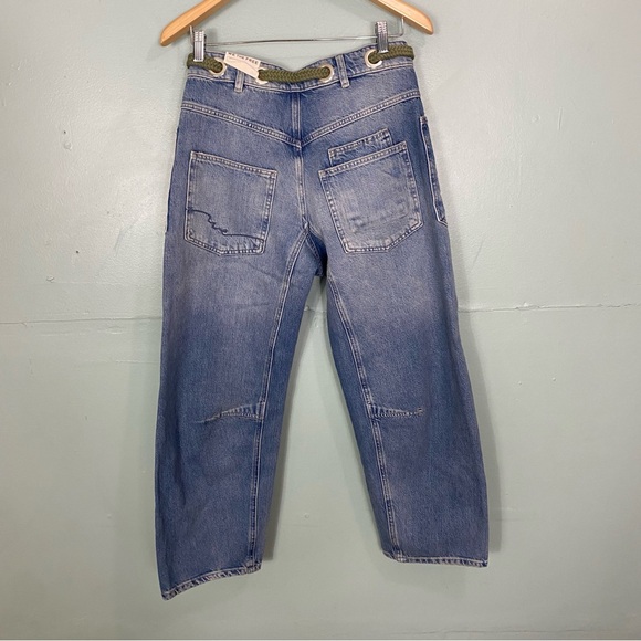 Free People We The Free Moxie Pull On Barrel Jeans Size 25 Blue Paint Splatter - Picture 5 of 5